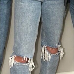 Abercrombie & Fitch Ripped Light Blue Straight Leg Jeans
